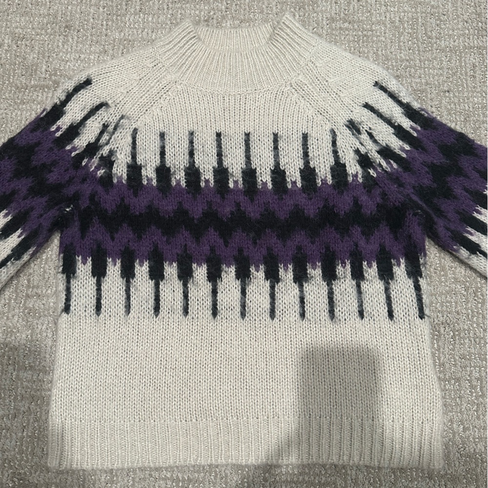 Rebecca Minkoff Grey, Purple, and Black Cowl Sweater